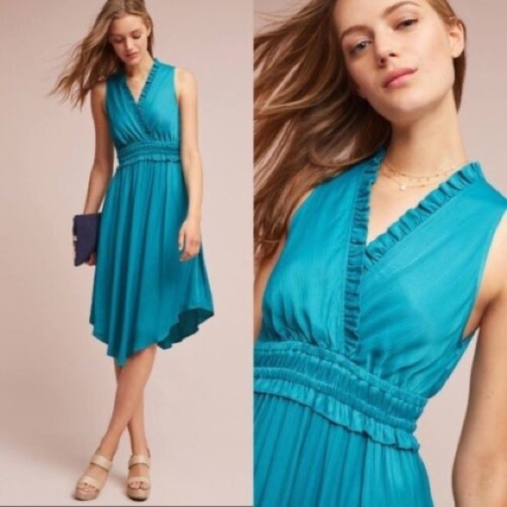 Anthropologie Maeve La Habana Dress EUC Teal - Size Small